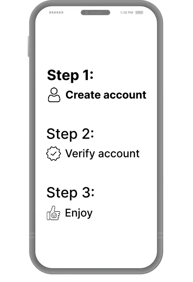 image of a screen with steps on how to sign up